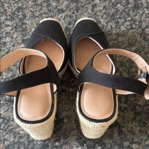 Black and Tan Espadrille Flats with Mary Jane Strap